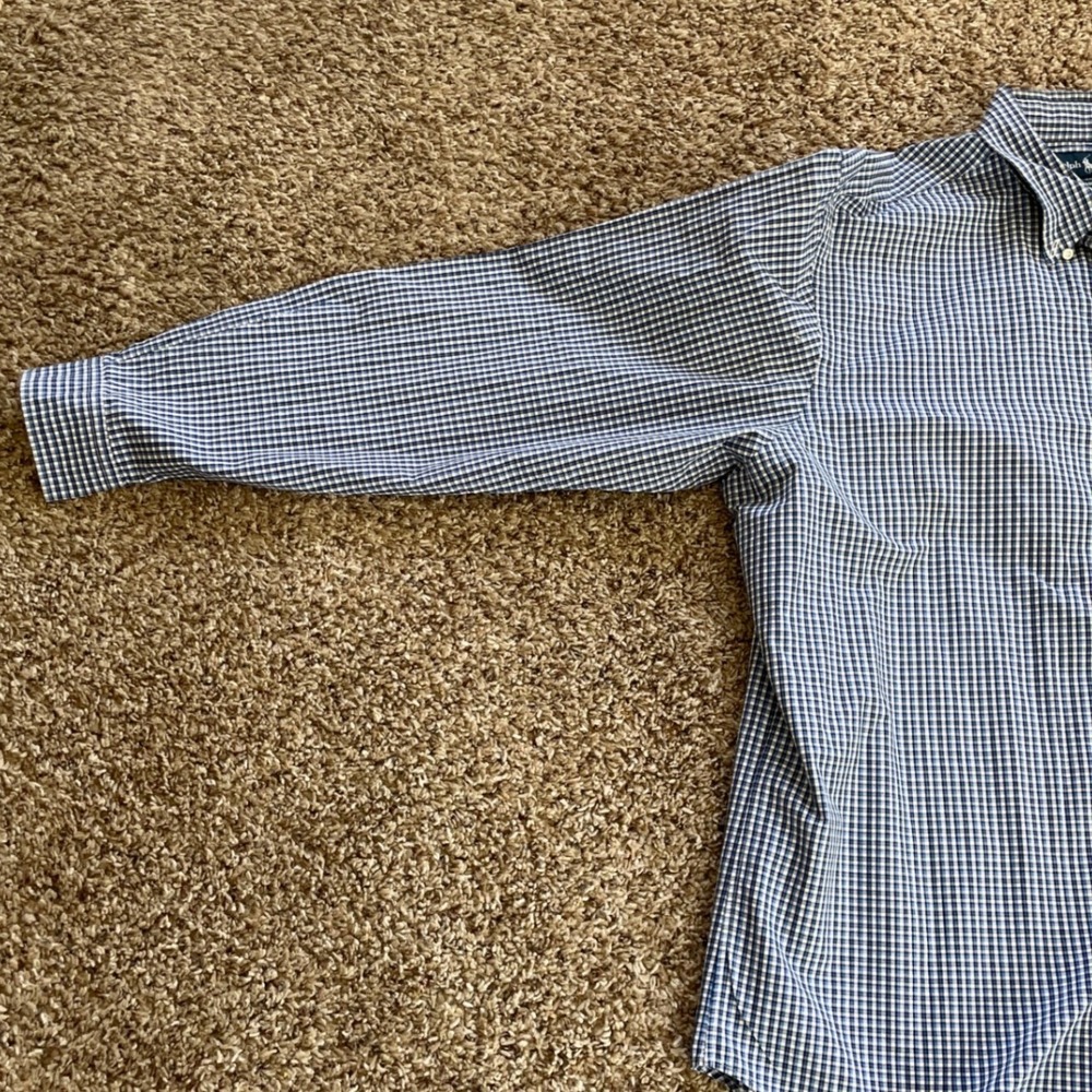 Ralph Lauren Mens Classic Fit Gingham Button Down Shirt Blue Size 17.5 34/35 - Picture 4 of 12